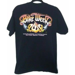 Daytona Beach Bike Week Shirt Adult Medium Black Biker Motorcycle EUC